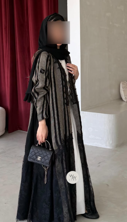 Stone Stripe Lace Abaya